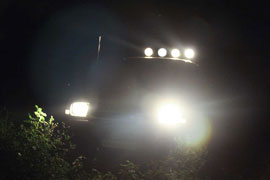 4*4 Hilux passing through dark night